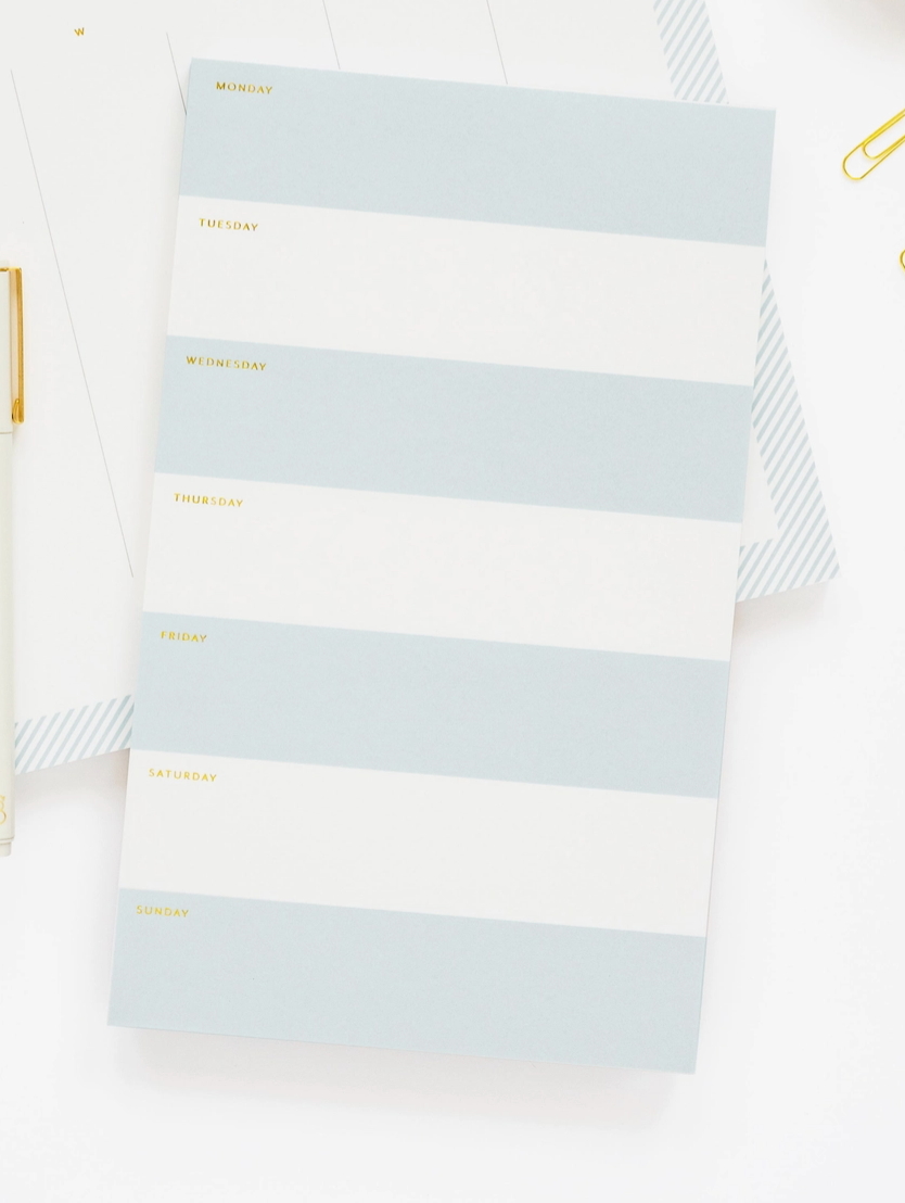 Blue Striped Weekly Notepad