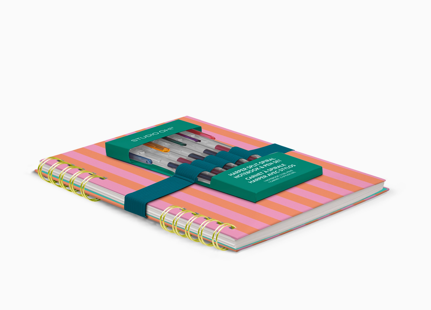 Cabana Stripes Harper Split-Spiral Notebook & Pen Set