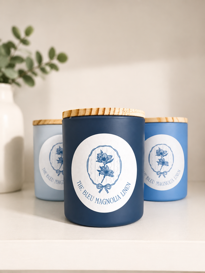 The Bleu Magnolia Linen Candle