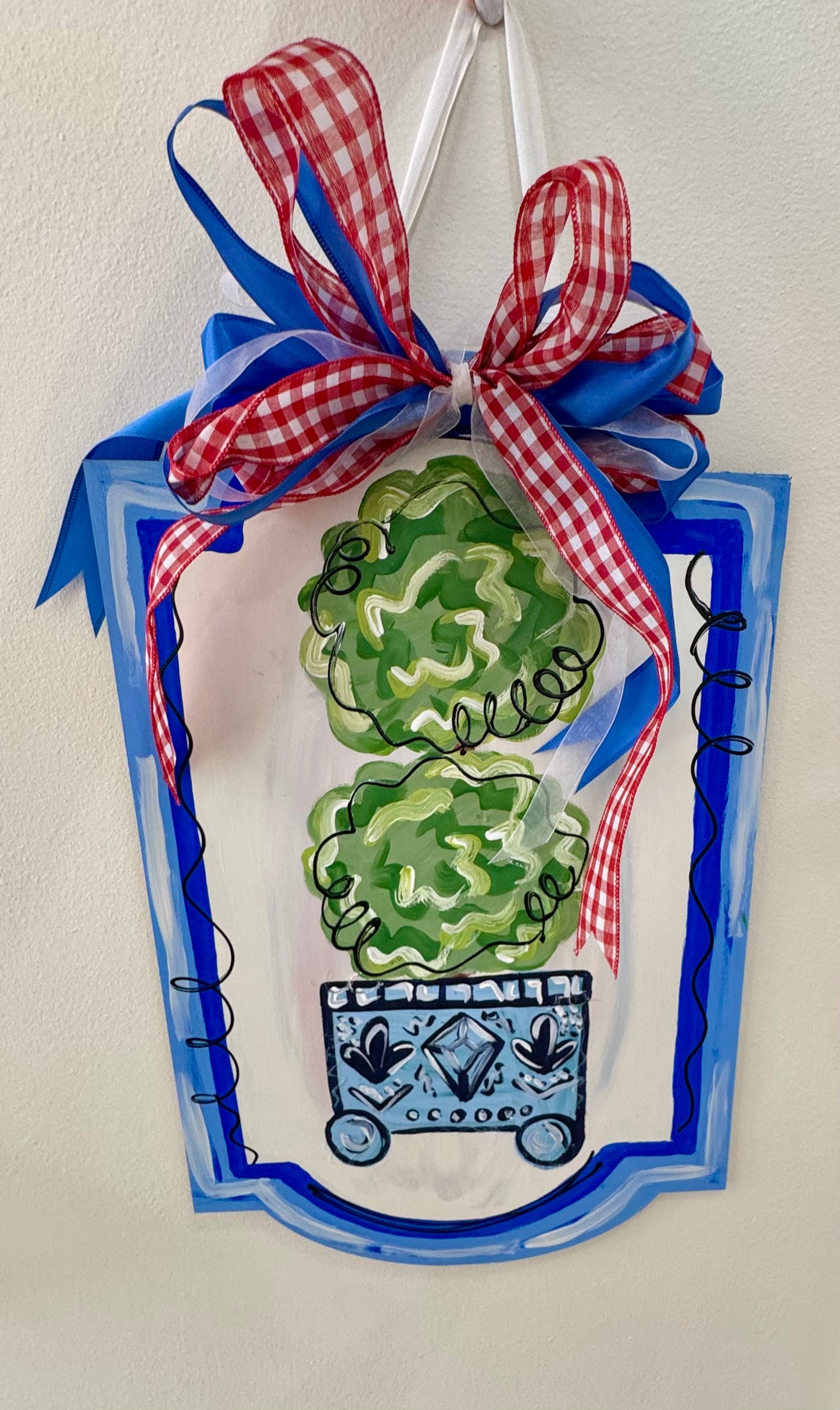 Framed Topiary Door Hanger + Ribbon