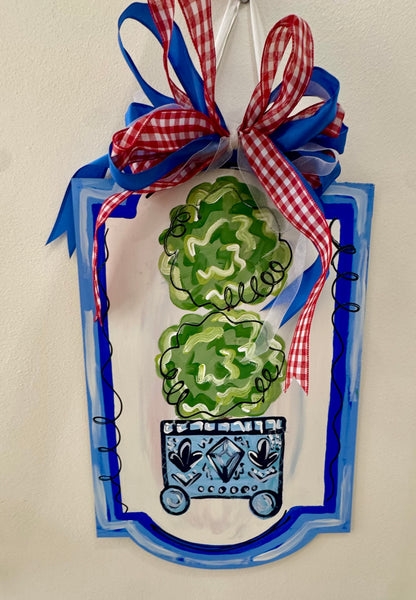 Framed Topiary Door Hanger + Ribbon