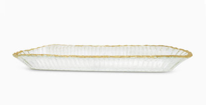 Glass Oval Tray with Gold Rim