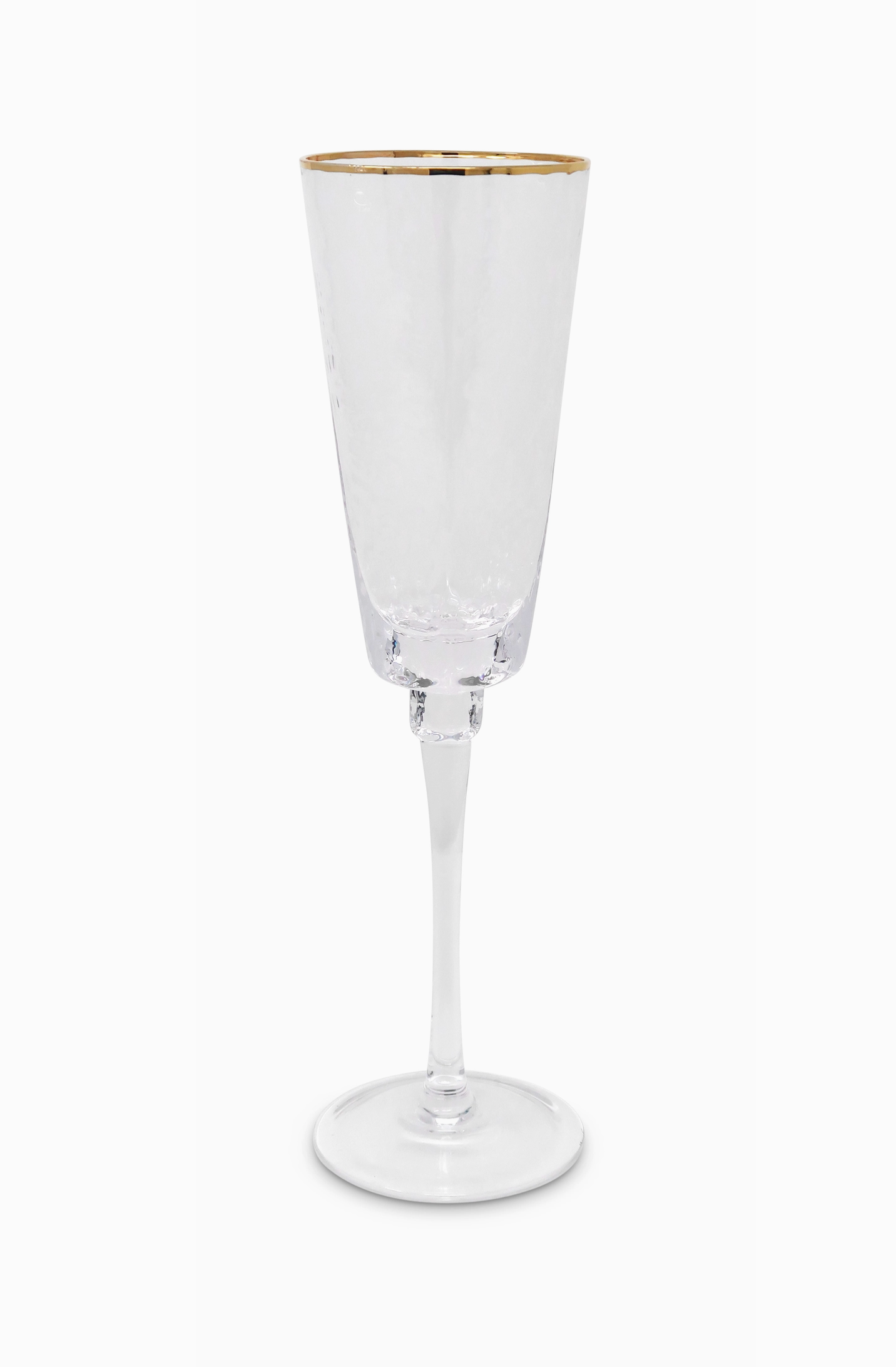 Set of 2 Hammered Flutes with Gold Rim