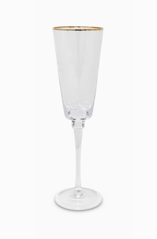 Set of 2 Hammered Flutes with Gold Rim