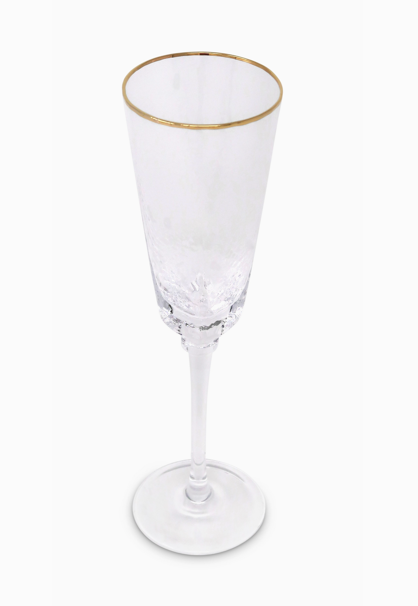 Set of 2 Hammered Flutes with Gold Rim