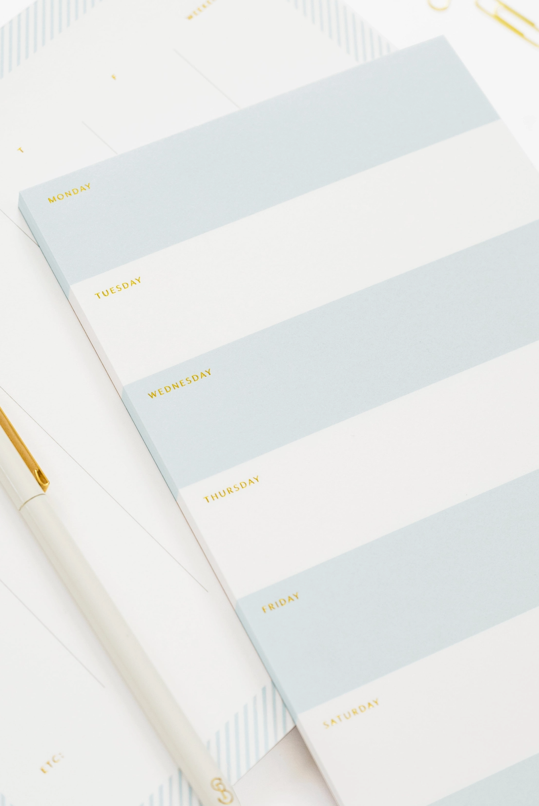 Blue Striped Weekly Notepad