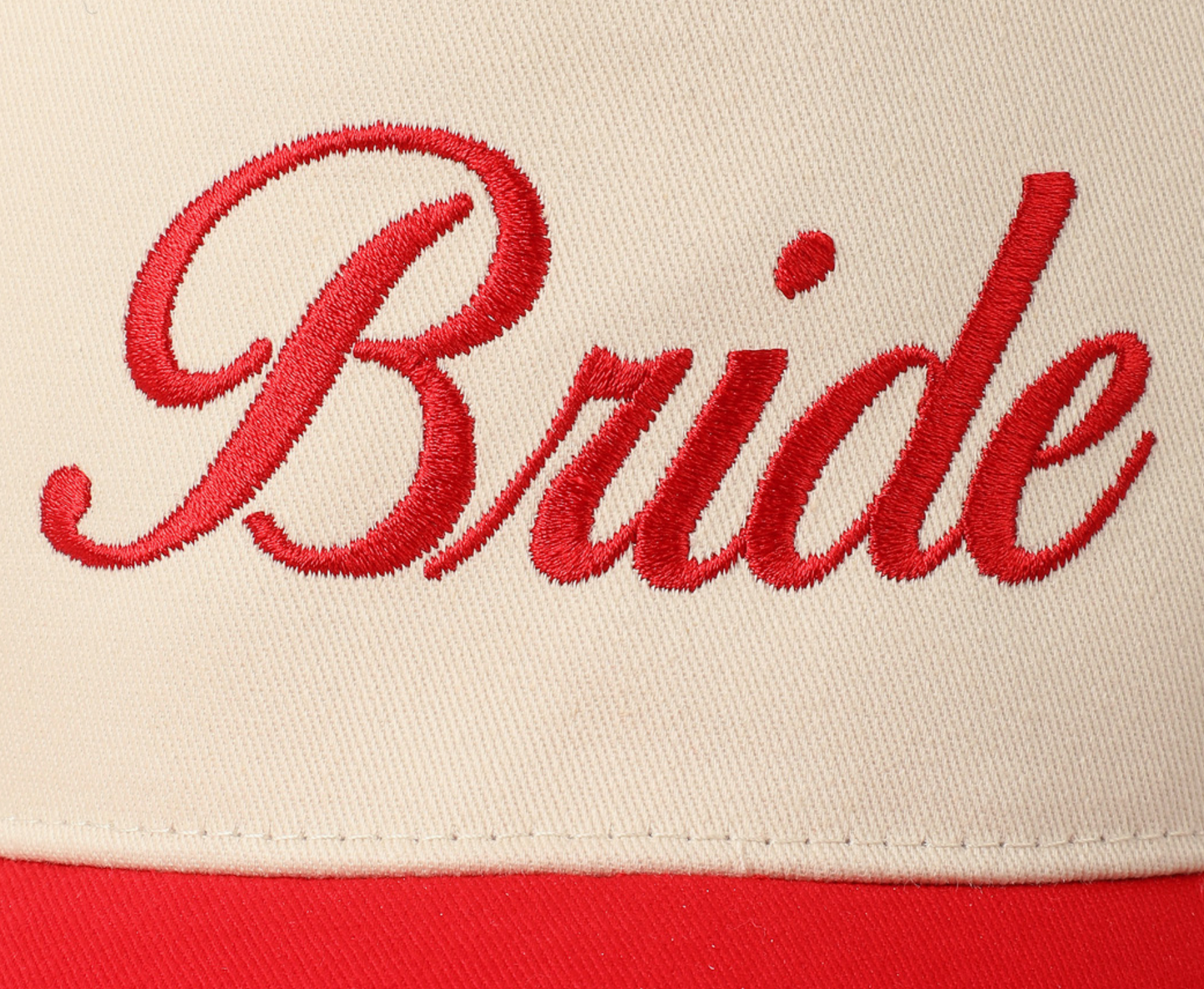 Bride Text Embroidery Red Two-Tone Trucker Hat