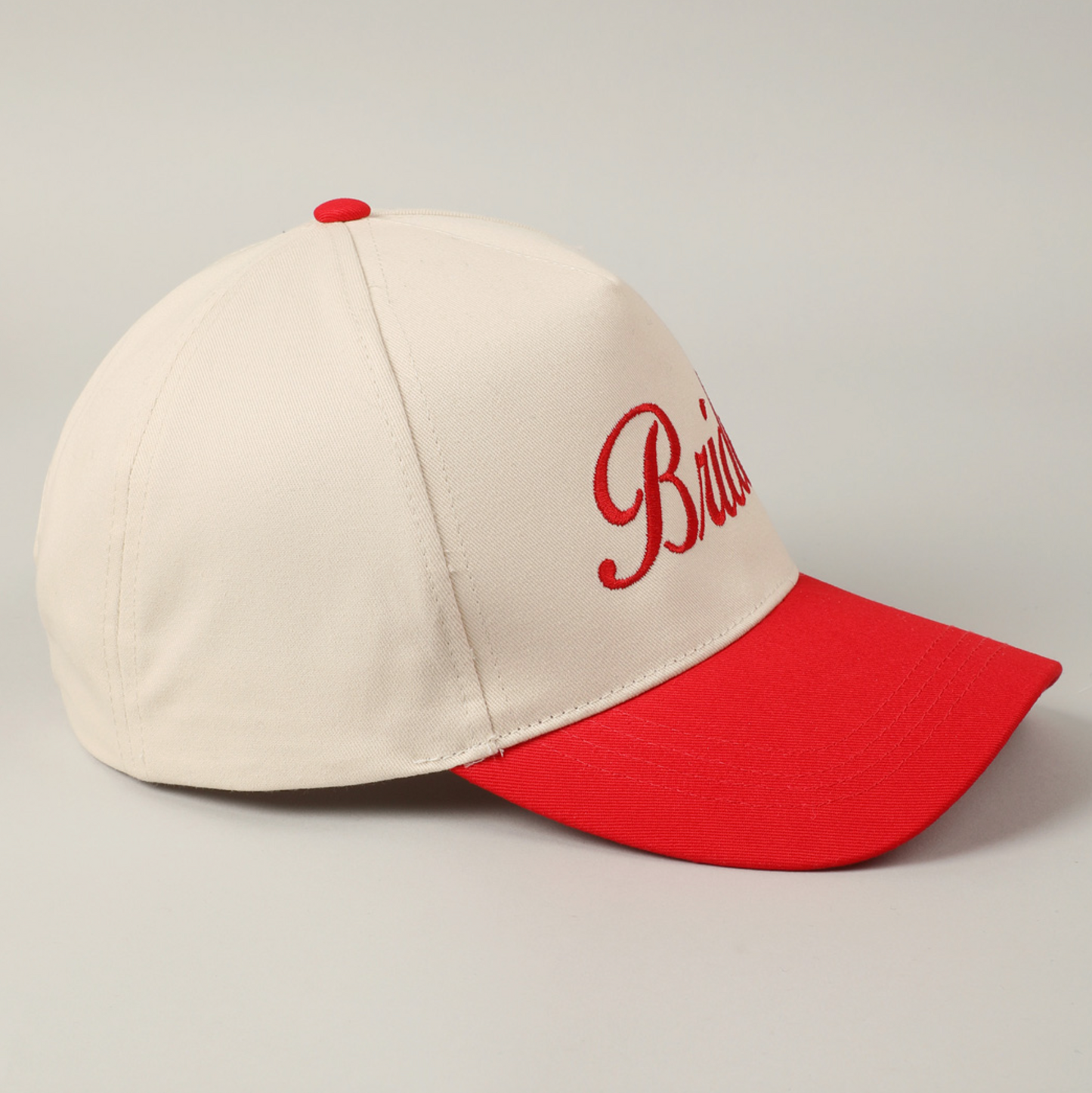 Bride Text Embroidery Red Two-Tone Trucker Hat