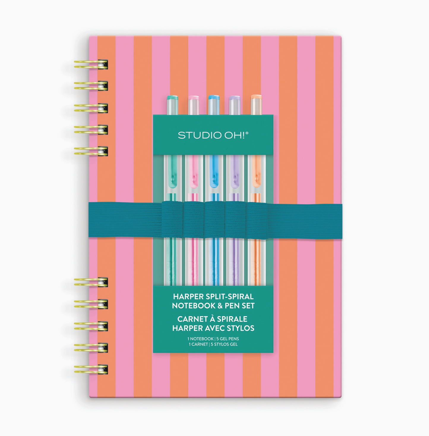 Cabana Stripes Harper Split-Spiral Notebook & Pen Set