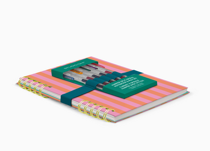 Cabana Stripes Harper Split-Spiral Notebook & Pen Set